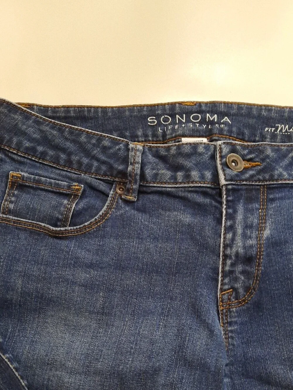 Sonoma Dark Wash Two-Tone Straight Leg Jeans - Size 8P